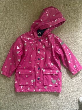 Hatley Pink Star Print Hooded Raincoat